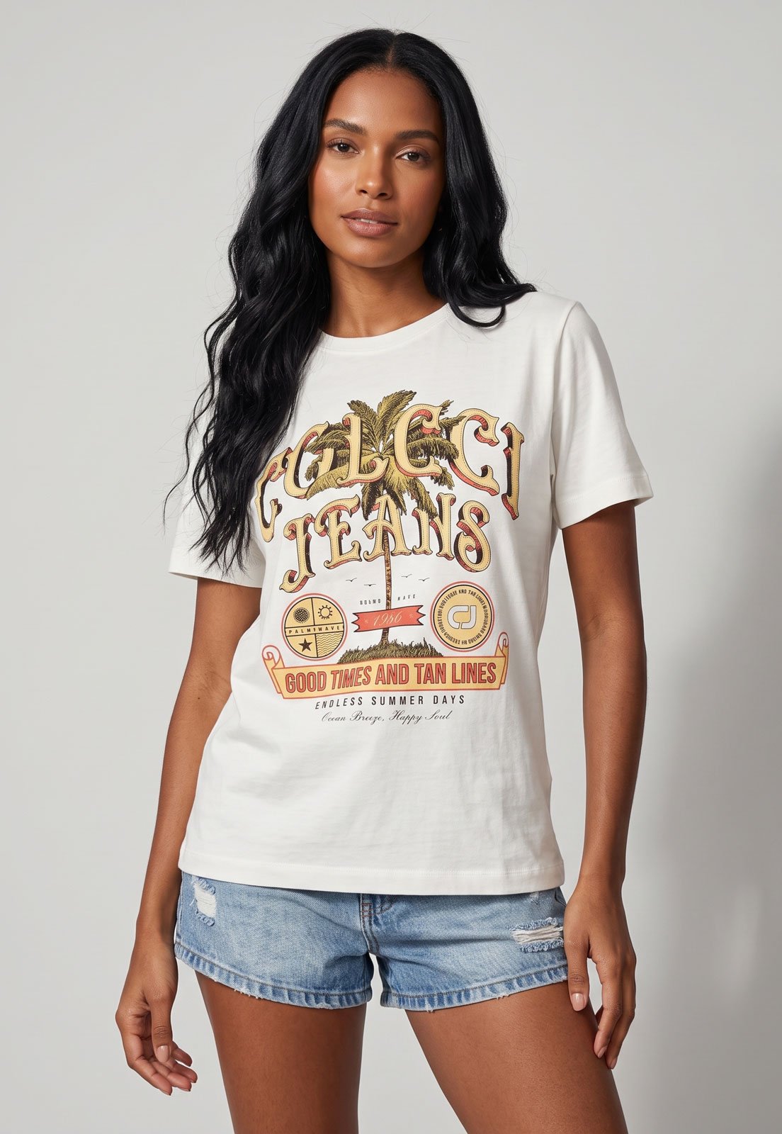 Camiseta Feminina Colcci Jeans Good Times Branca
