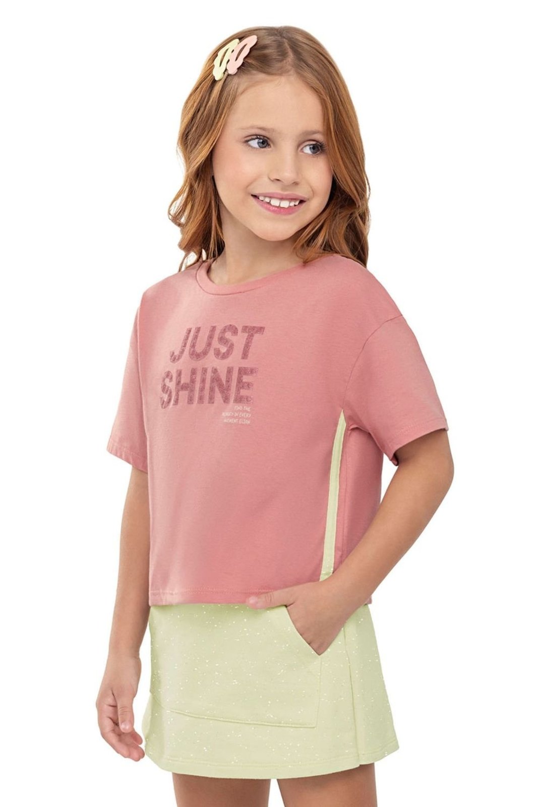 Infantil - Conjunto Menina Shine Com Bolso Elian Rosa