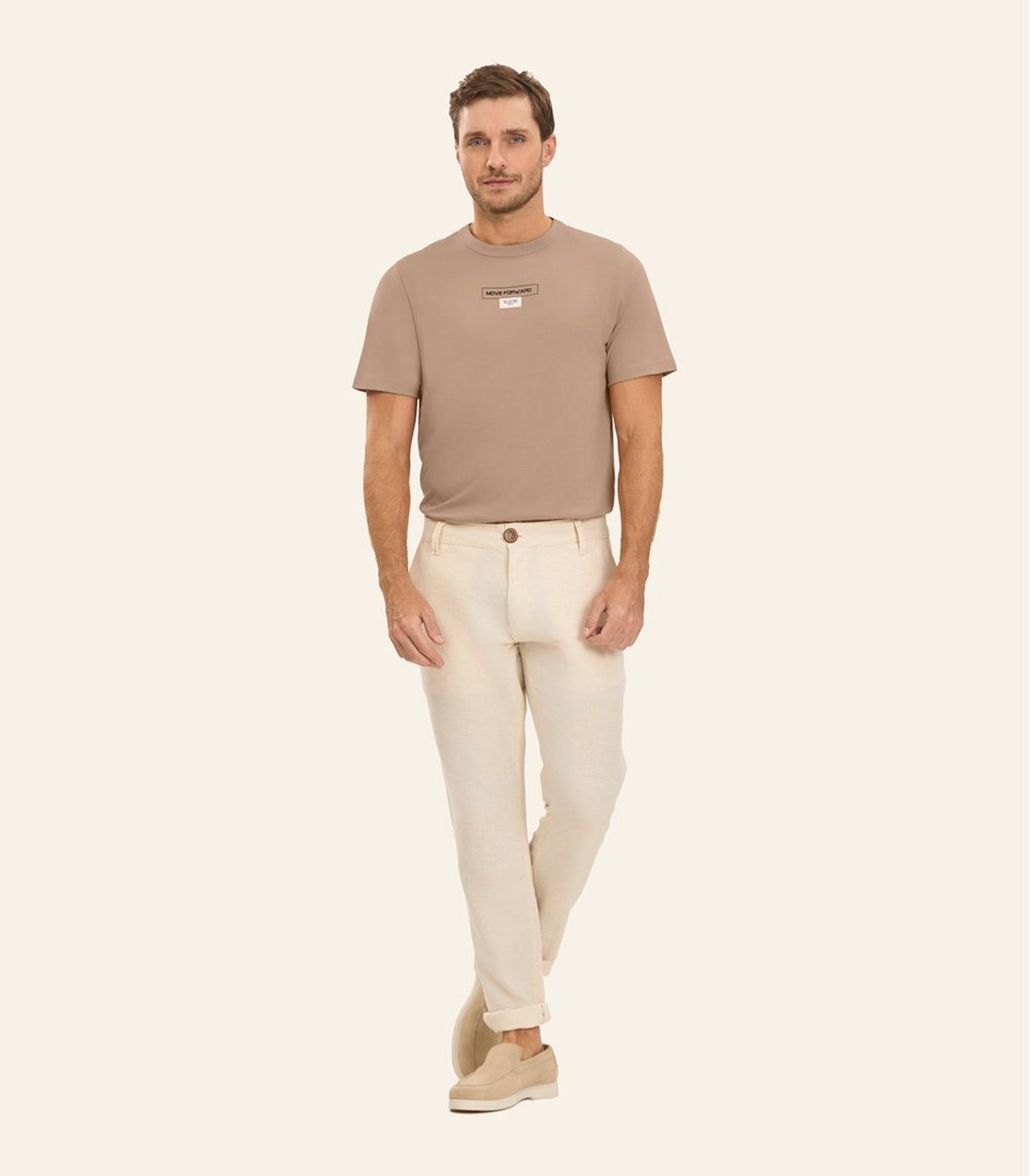 Camiseta Masculina em Meia Malha Diametro Marrom