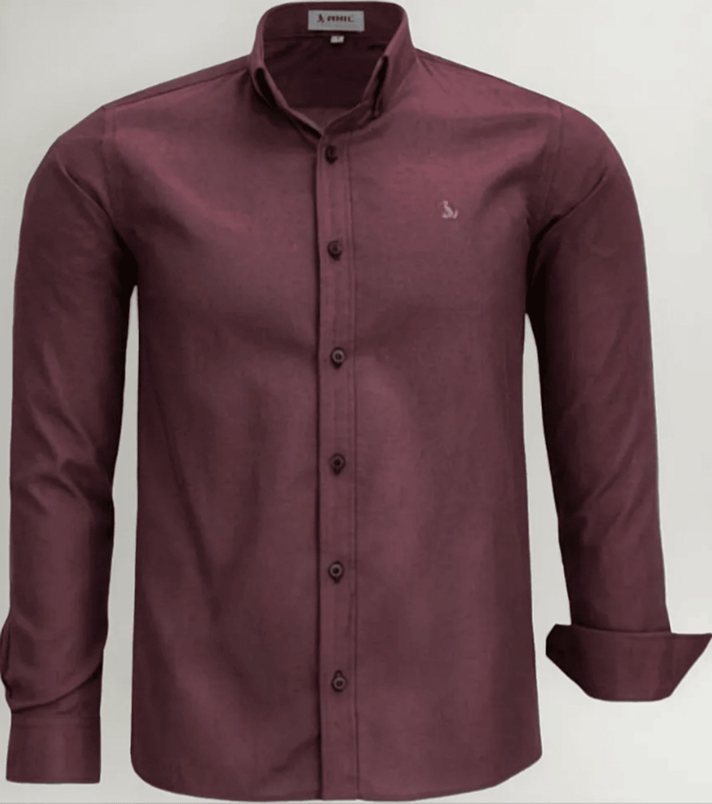 Camisa Social Amil Vesper Algodão/Poliéster Fácil de Passar Macia M/Longa Luxo Bordô