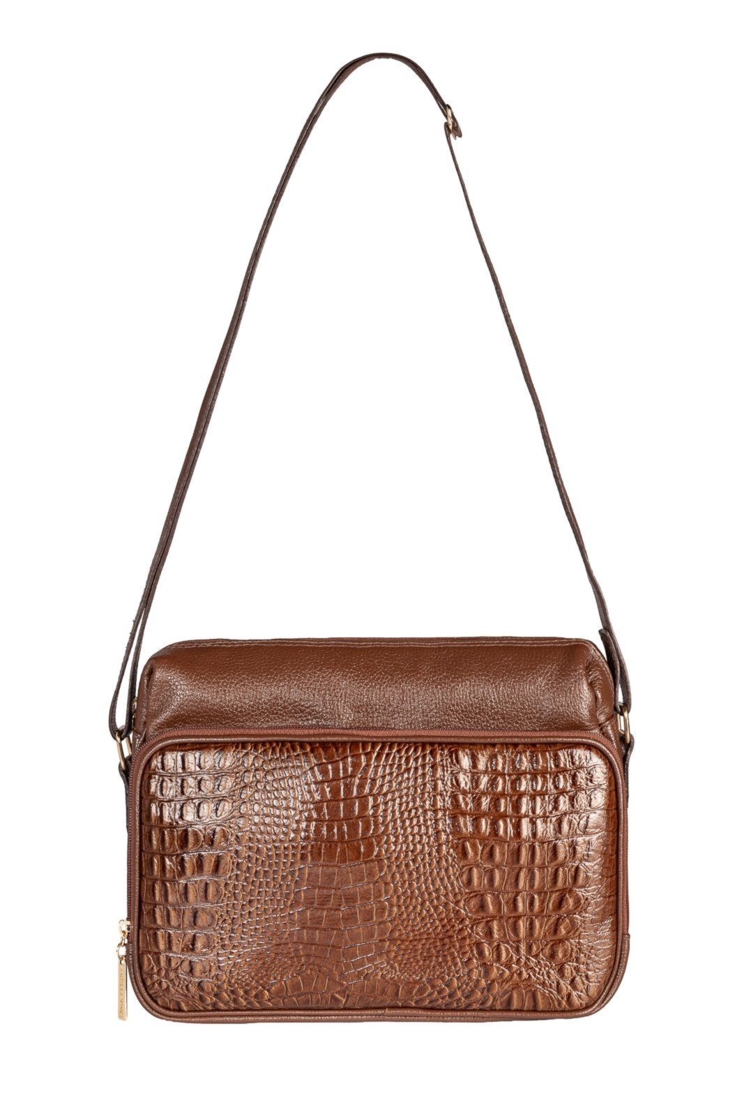 Vista 2 Bolsa de couro croco tiracolo Anita - Whisky Andrea Vinci caramelo Andrea Vinci caramelo