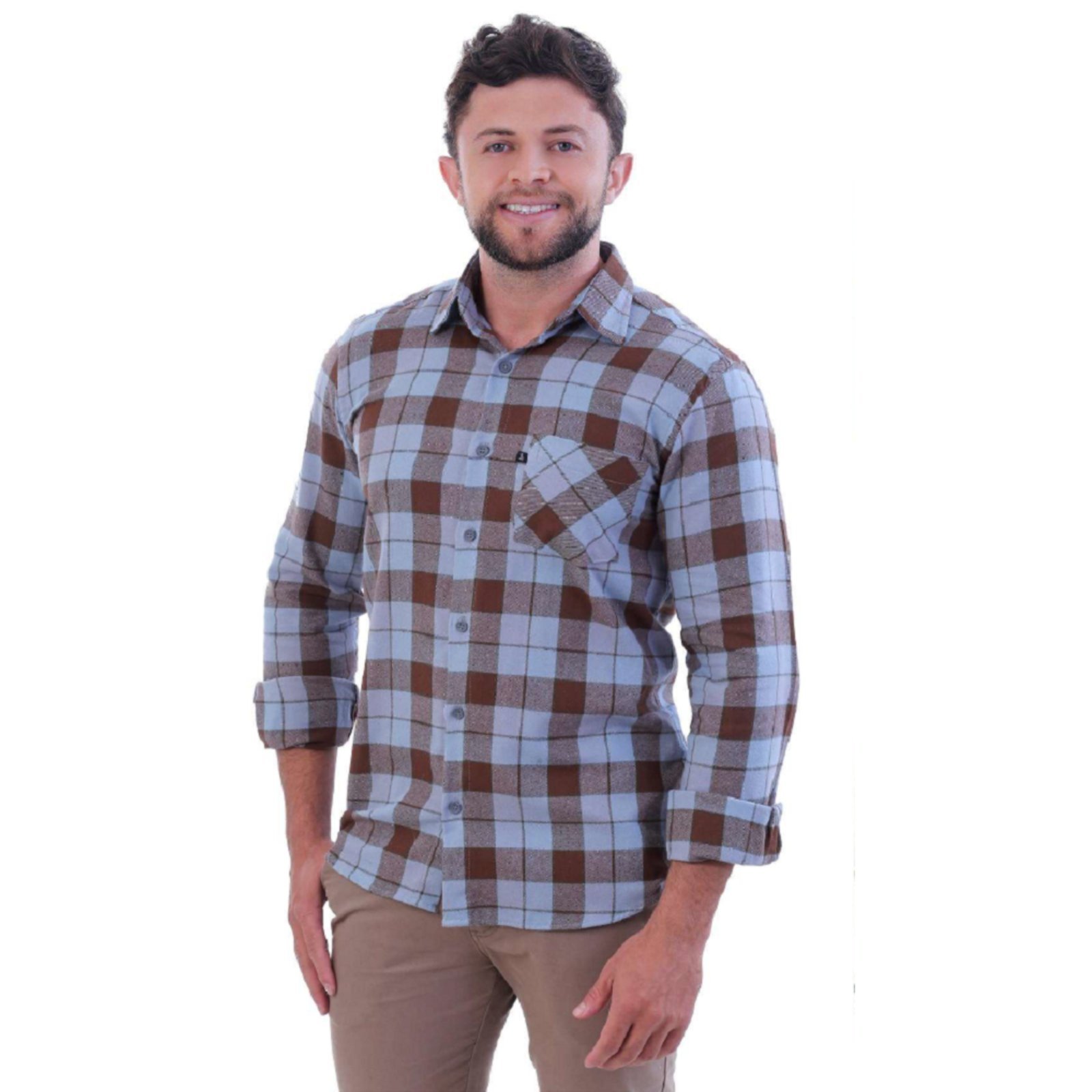 Camisa Xadrez Flanela Social Manga Longa Original Amil Cor 7