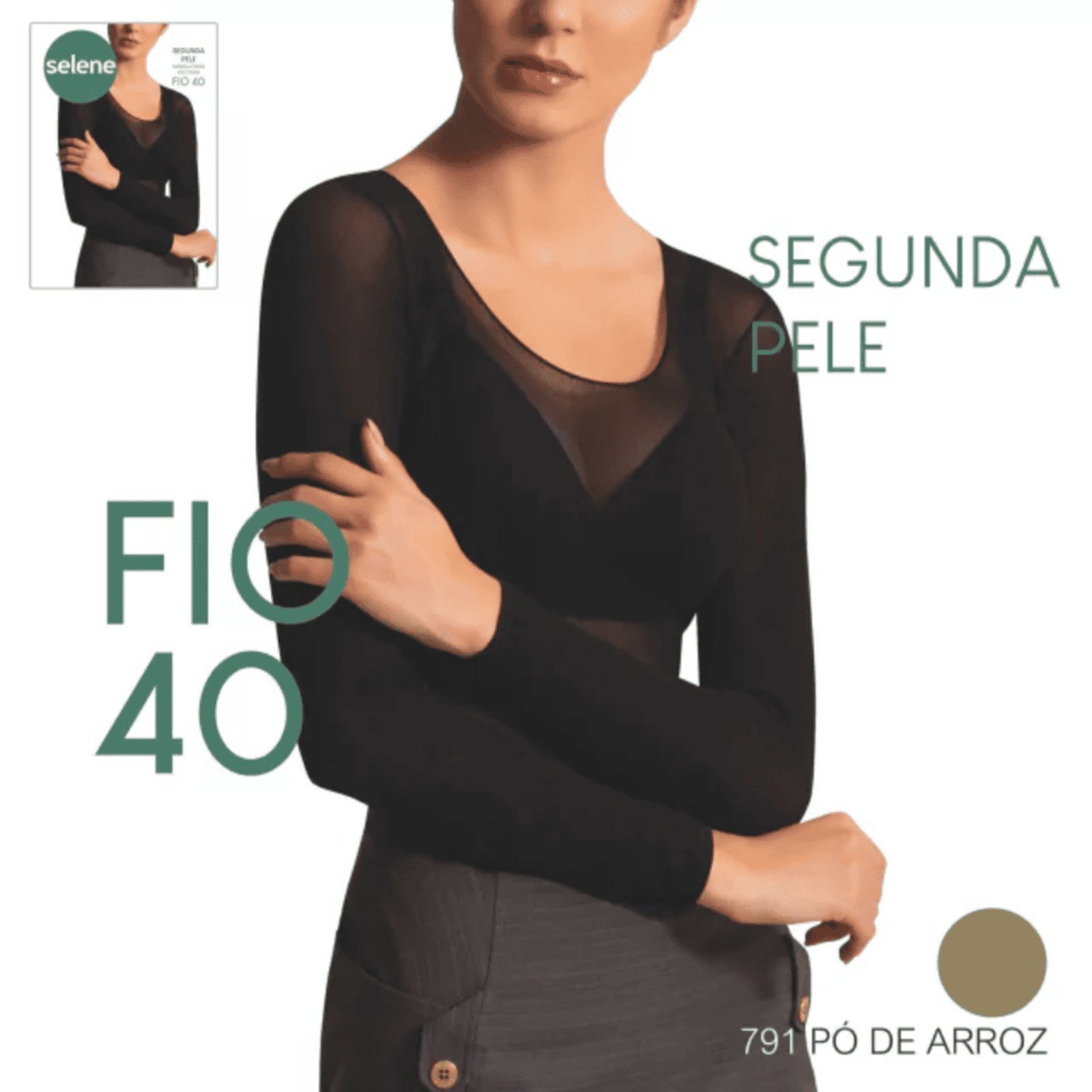 Segunda Pele Selene Fio 40 Manga Longa Gola Decotada 9100.001