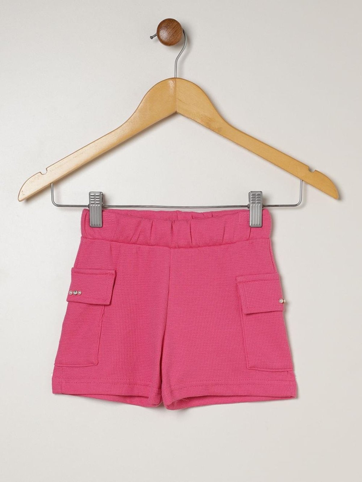 Infantil - Short Malha Bolso Cargo Para Menina - ROSA