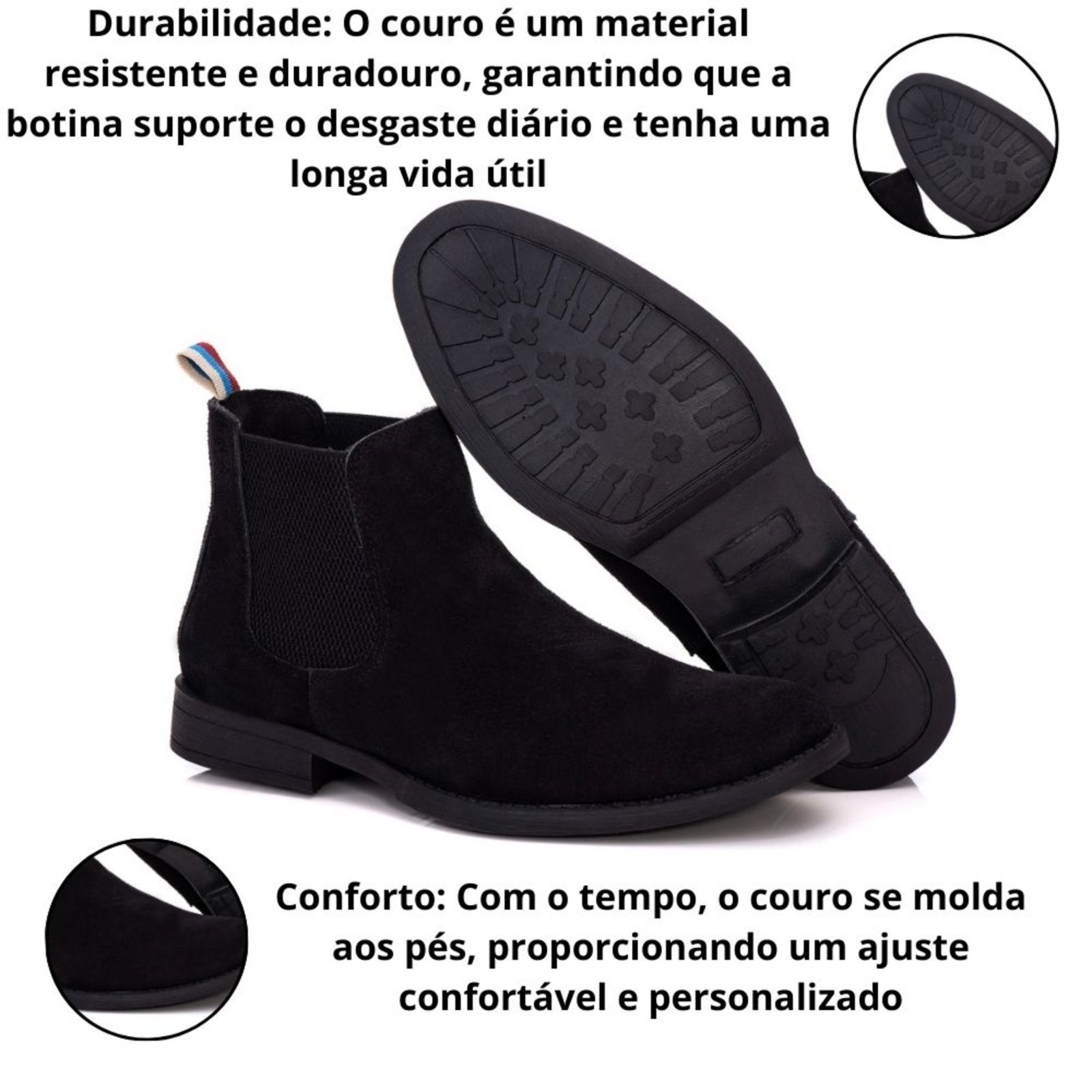 Vista 3 Bota Masculina de Couro Adventure Resistente Cano Baixo Country Yes Basic preto Yes Basic preto