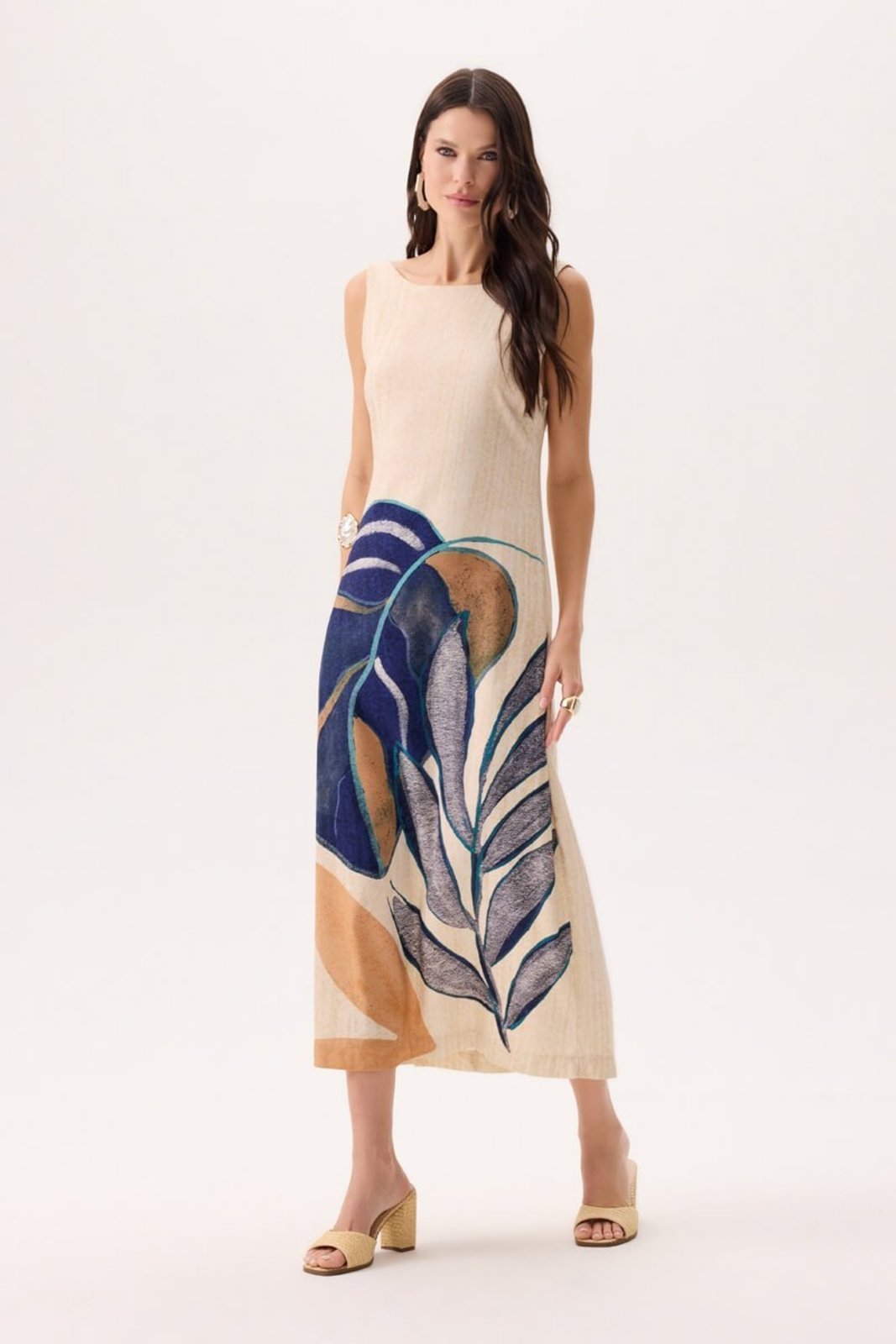 Vestido Solto Maxi Feminino Flor de Lis