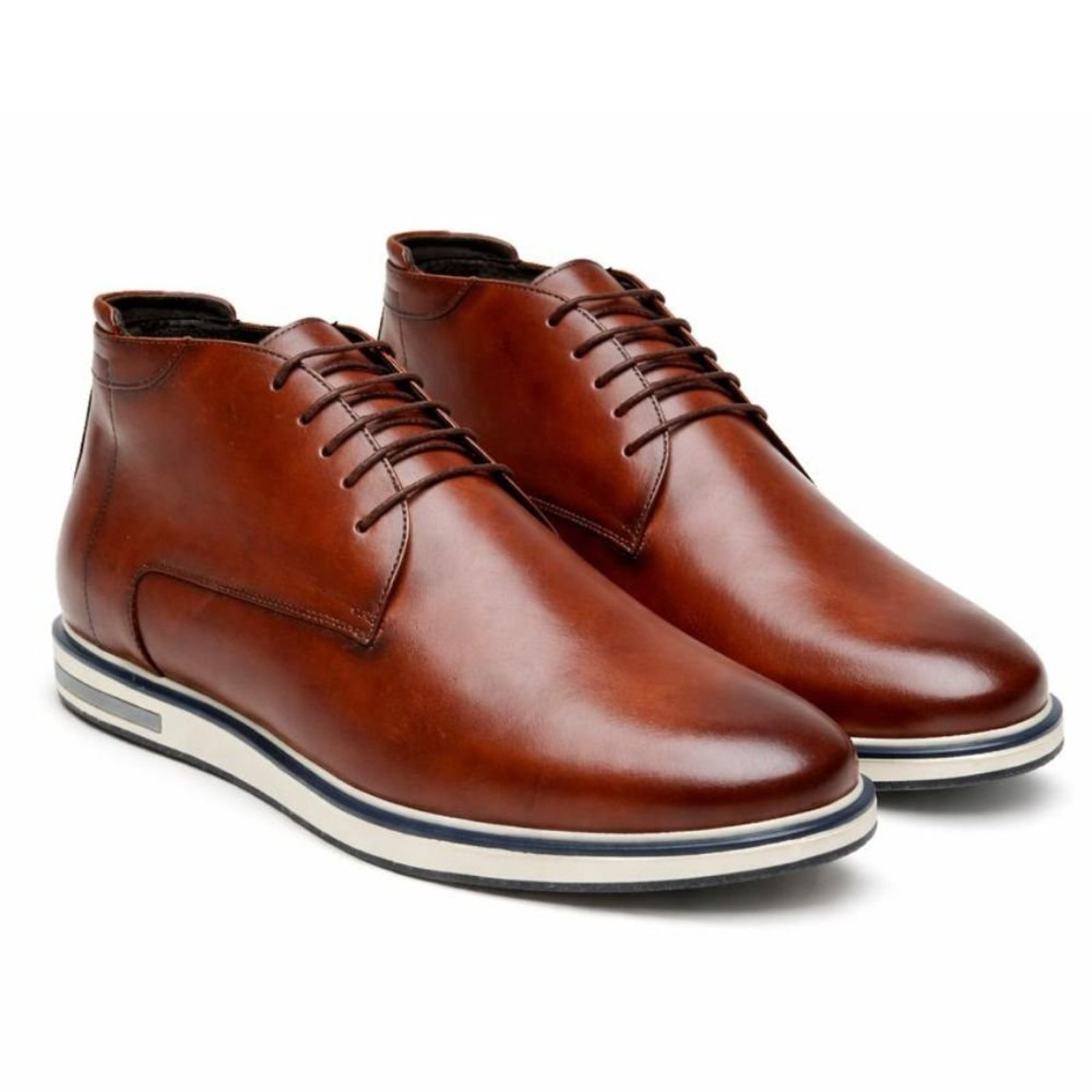 Sapato Masculino Veritimo Casual Social Mocassim Derby Bota Conforto Em Couro Marrom