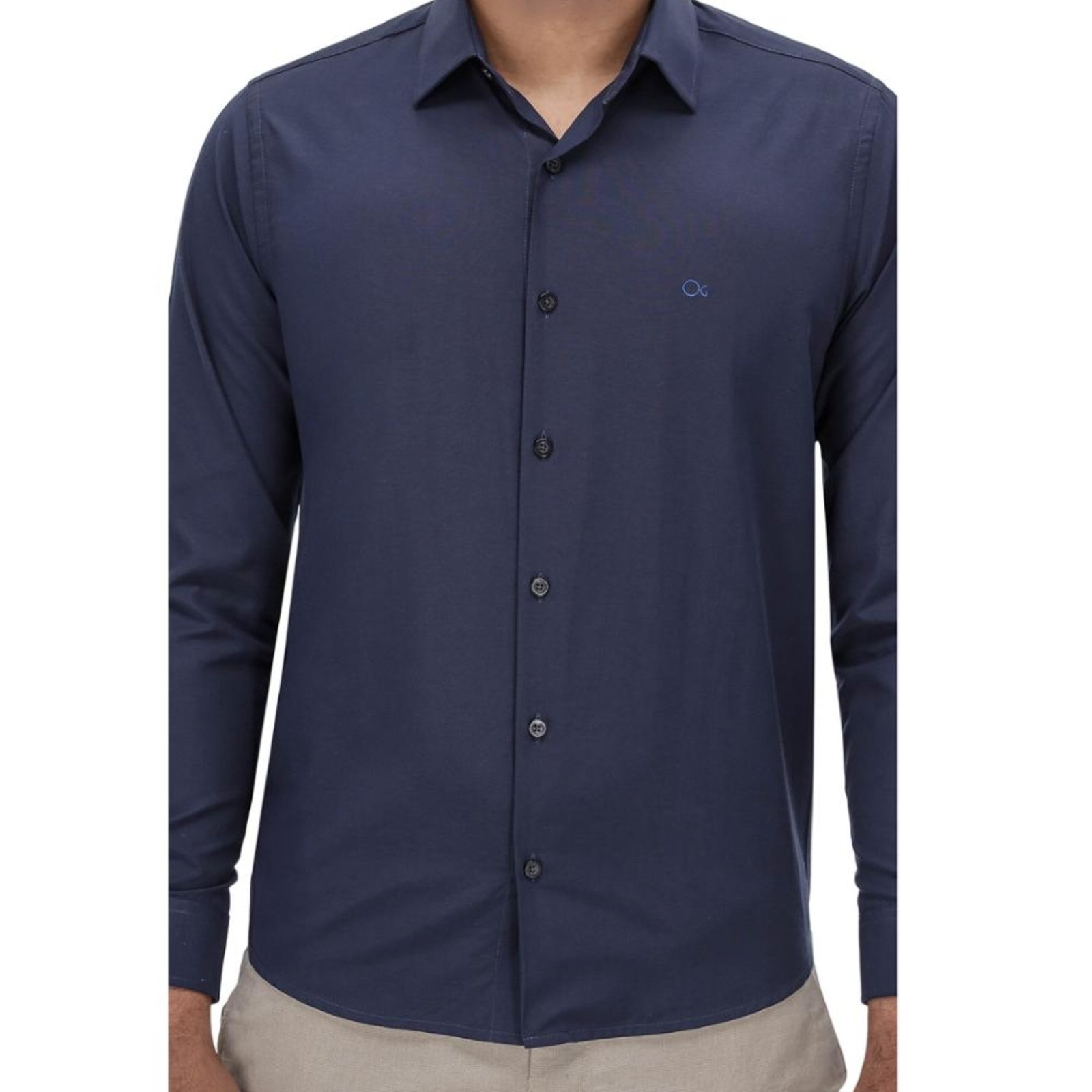 Camisa Masculina Slim Manga Longa Ogochi 001520072 Marinho