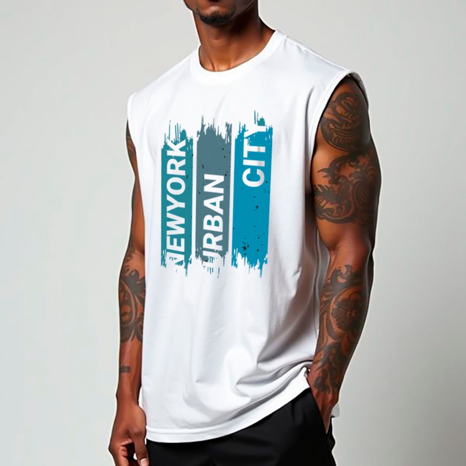 Camiseta Regata Machão Ousy New York Urban City Oversized Masculina Branco