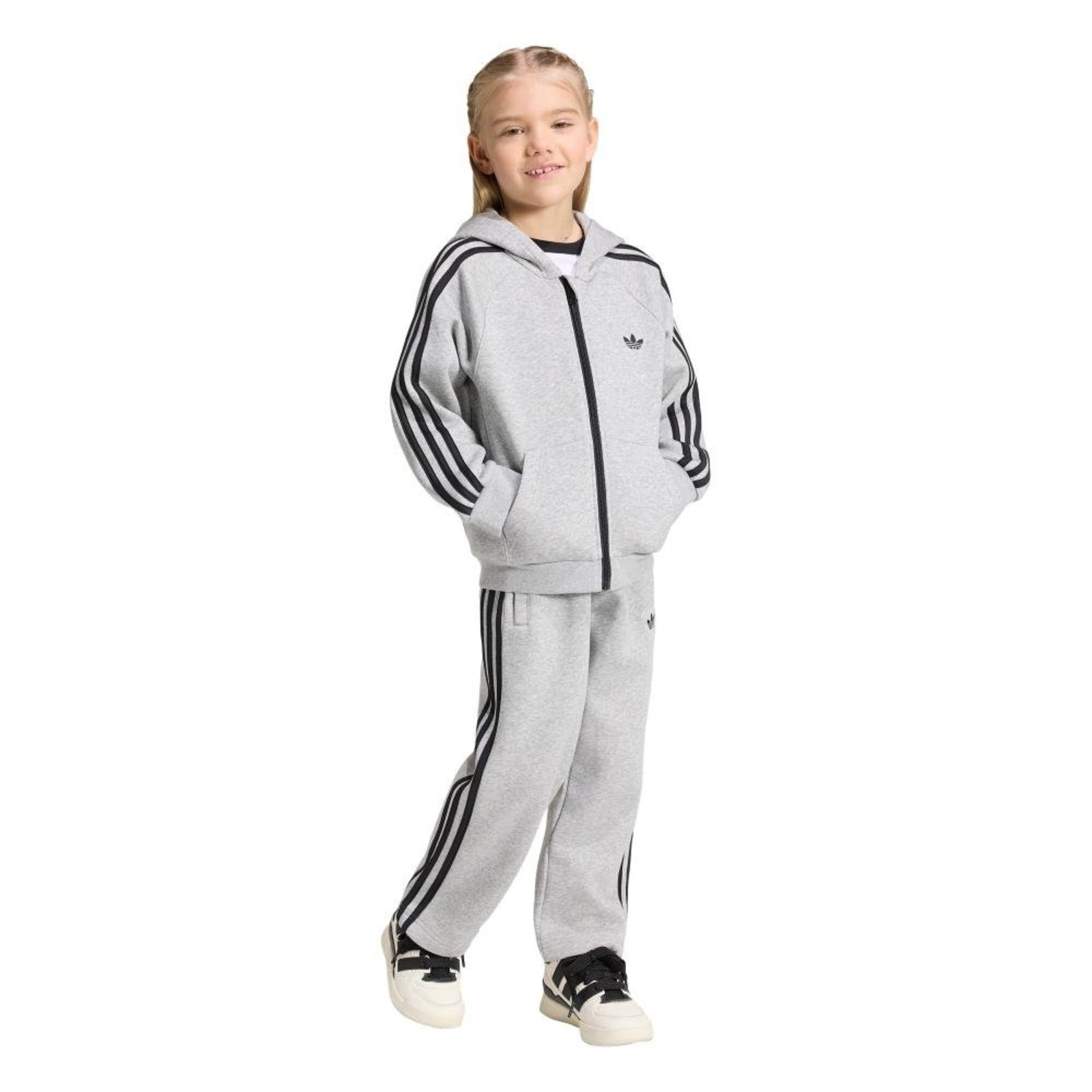 Infantil - Agasalho Trefoil Três Listras Horizontal adidas Originals Cinza