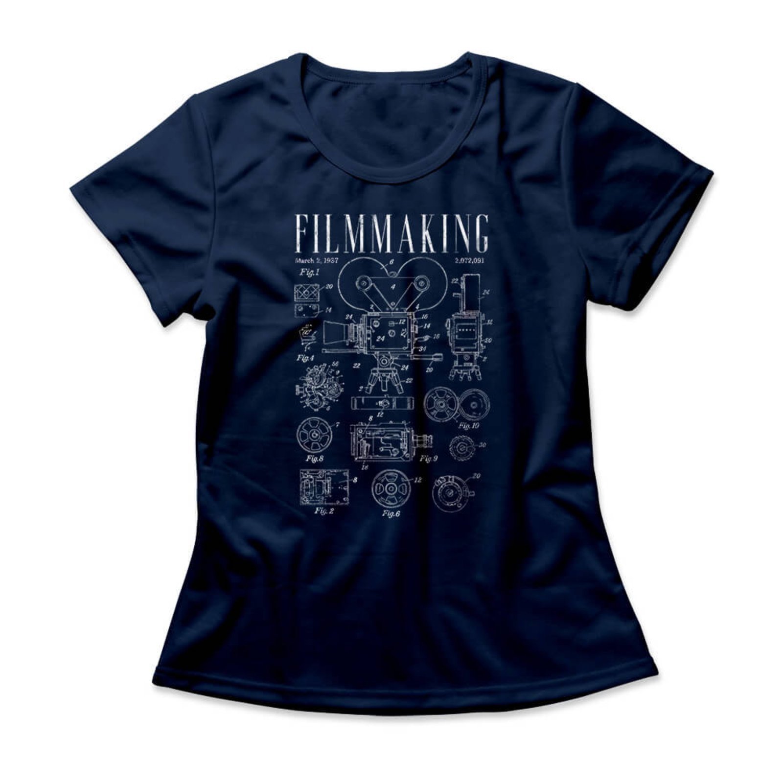 Camiseta Feminina Filmmaking – Azul Marinho – Casual – Studio Geek