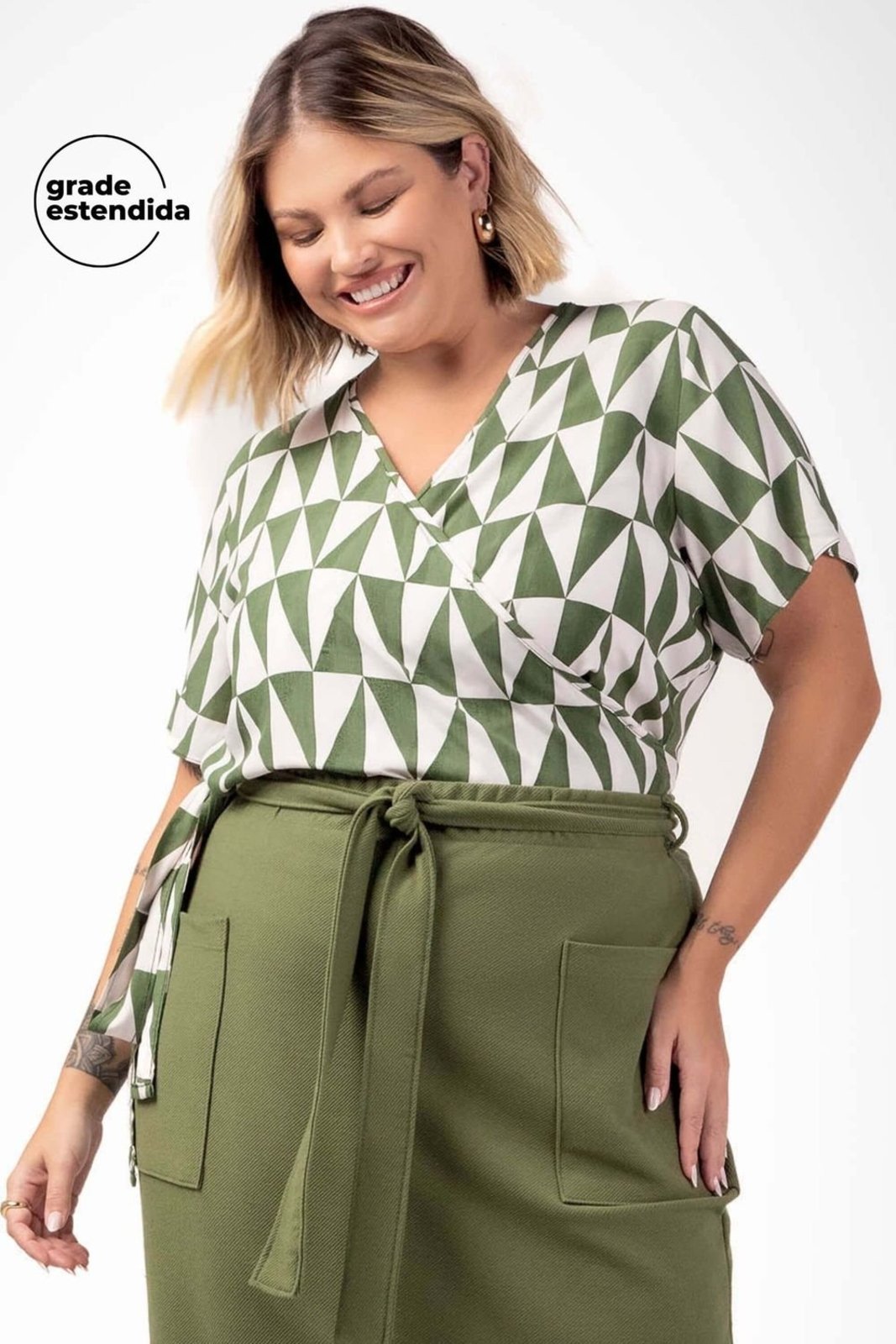 Blusa Feminina Transpassado Frontal Marialícia Verde