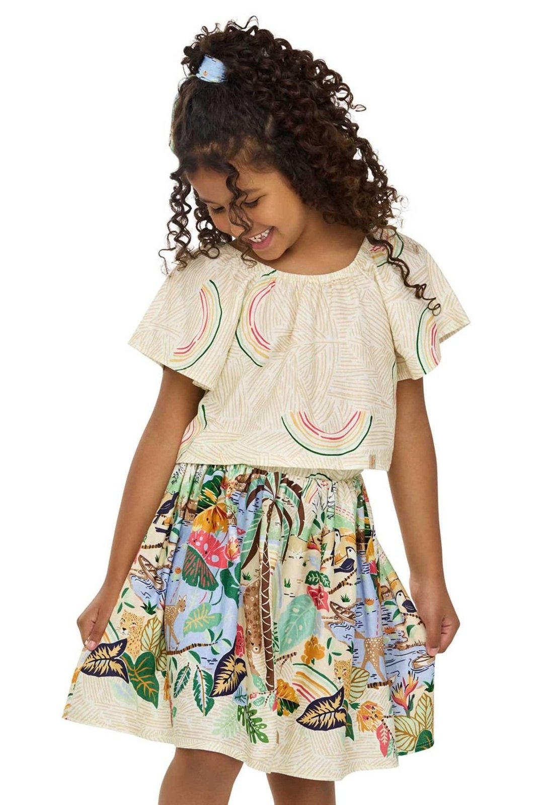 Infantil - Conjunto Menina Cantarim Brasilidade Elian Bege