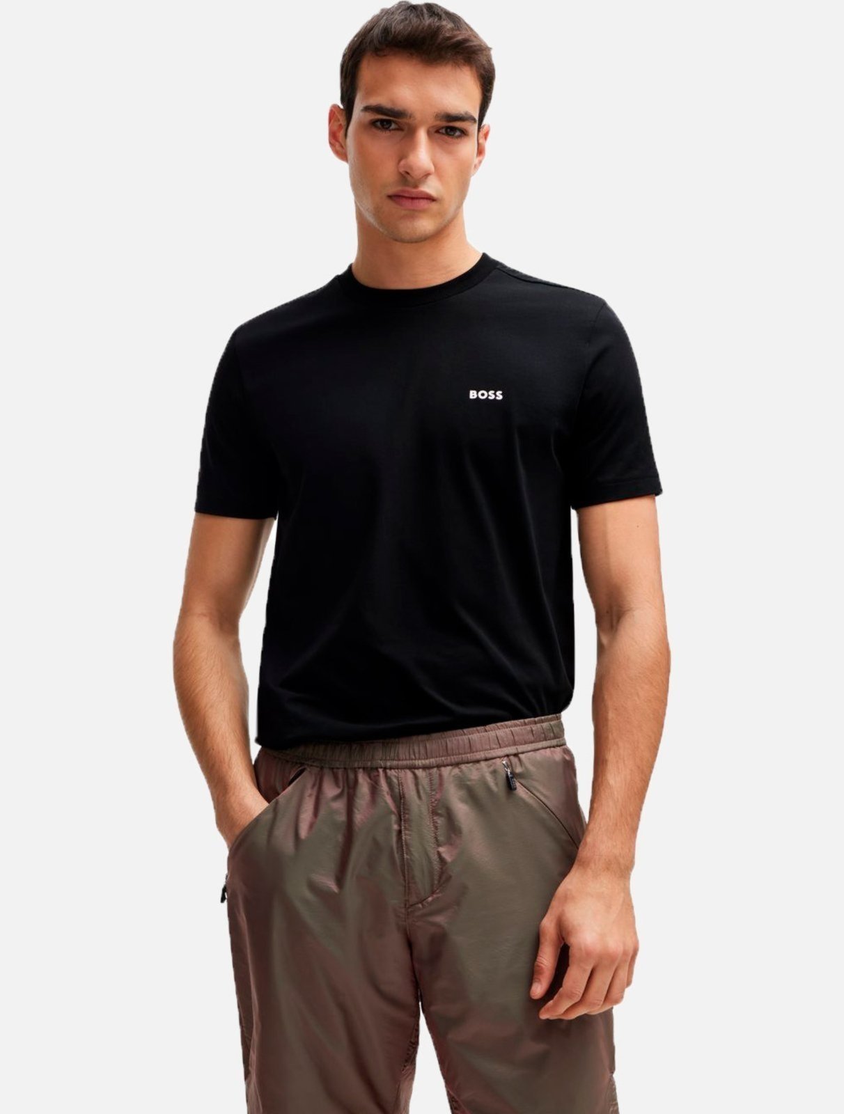 Camiseta Hugo Boss Masculina Regular Fit Stretch Tee 001 Preta