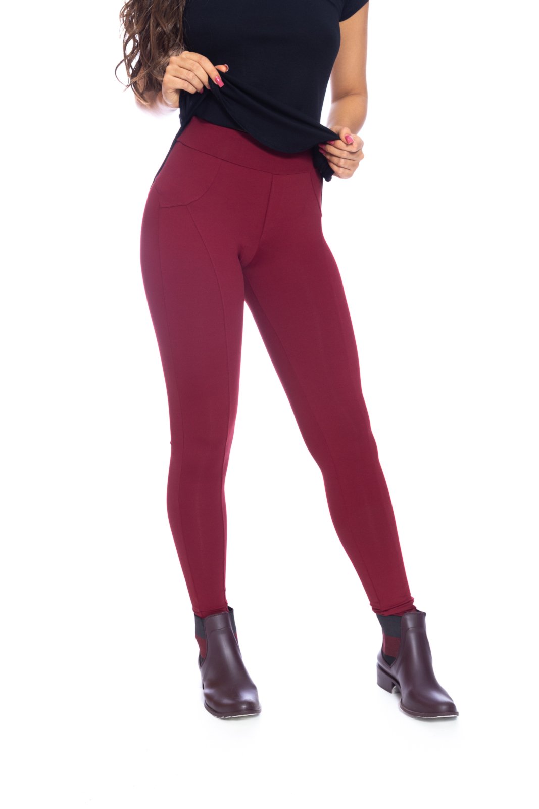 Calça Moda Vicio Montaria Com Recortes Vinho