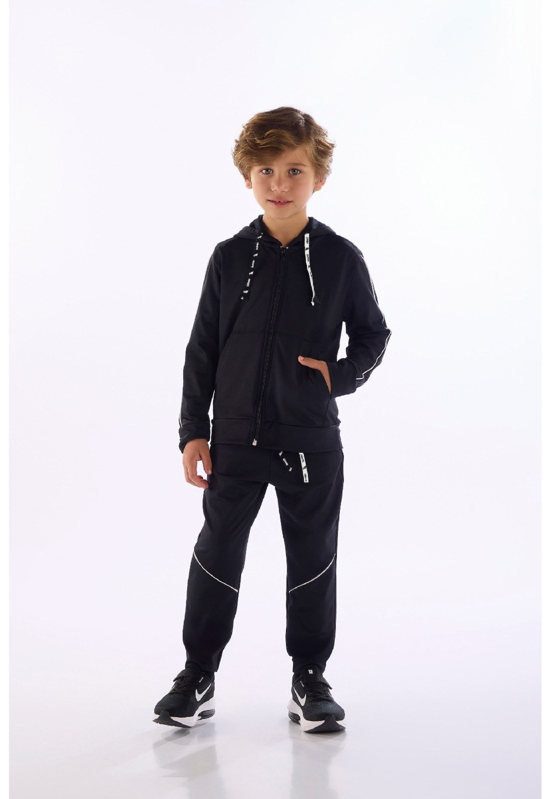 Infantil - Jaqueta para Menino com Capuz e Zíper Quimby Preto