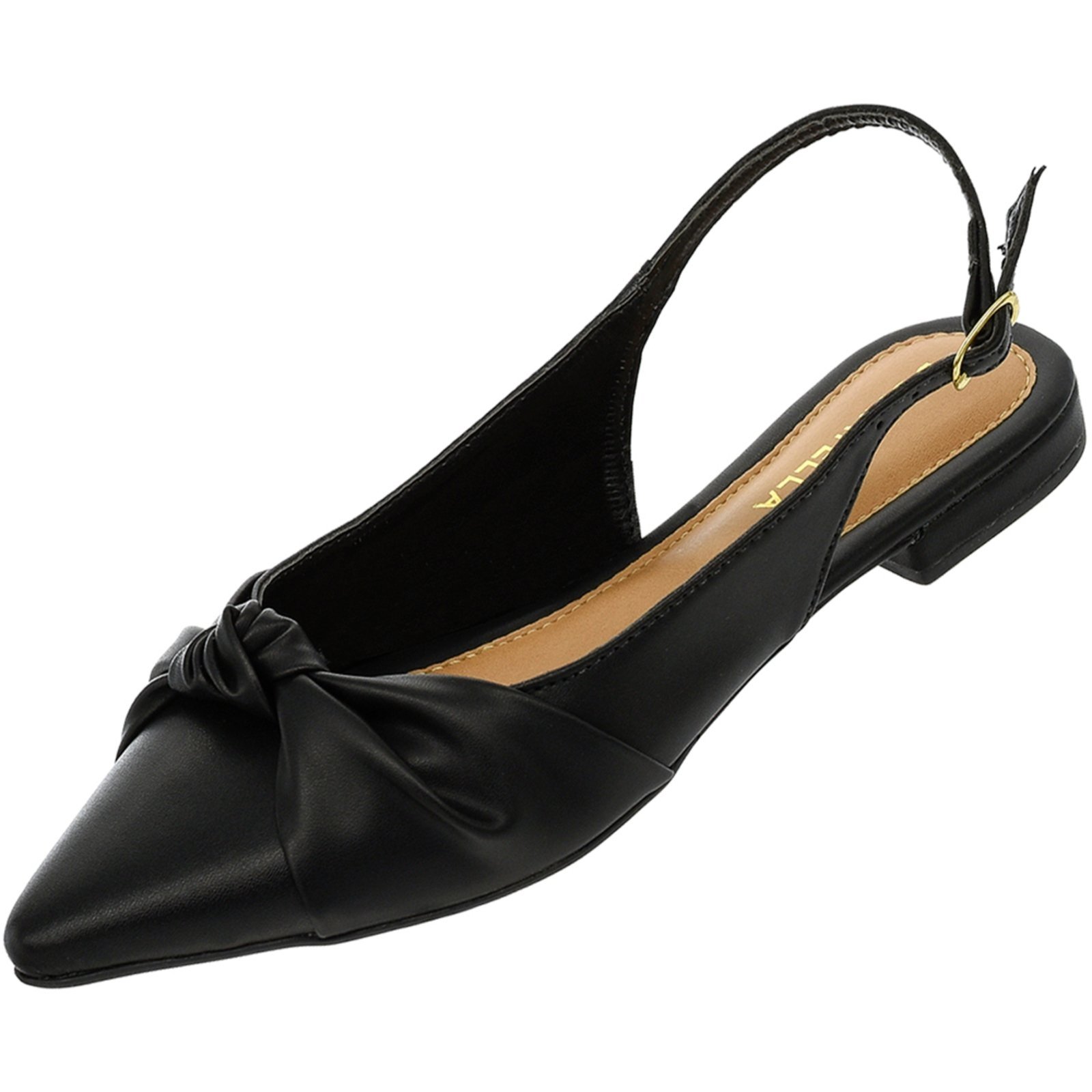 Vista 3 Sapatilha Feminina Bico Fino Mule Slingback CM Calçados Nó Monte Shoes preto Monte Shoes preto