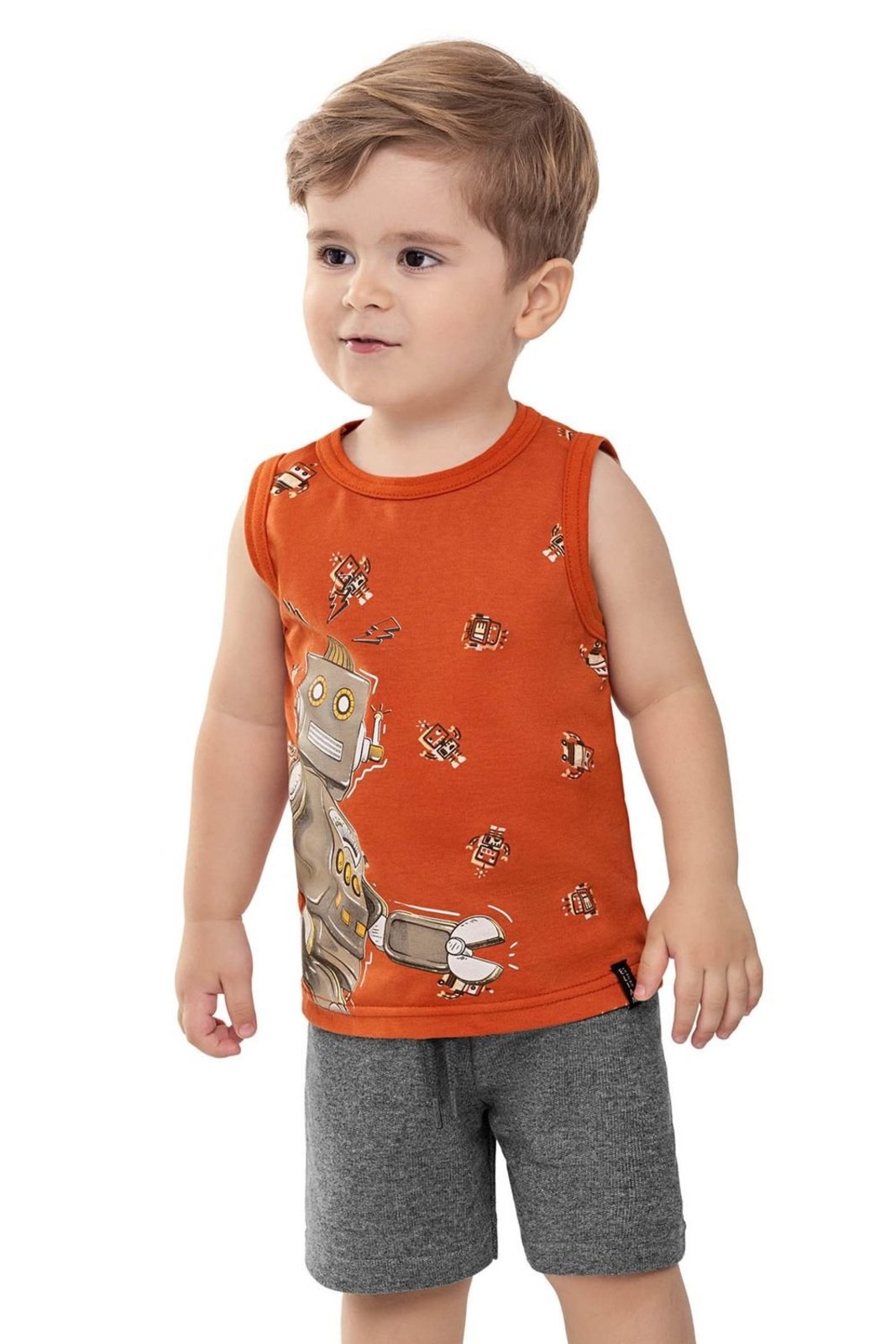 Infantil - Conjunto Menino Robôs Elian Laranja
