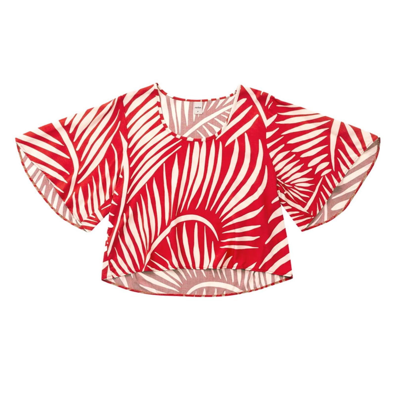 Blusa Feminina Rovitex Estampada Mangas Amplas Vermelho/bran