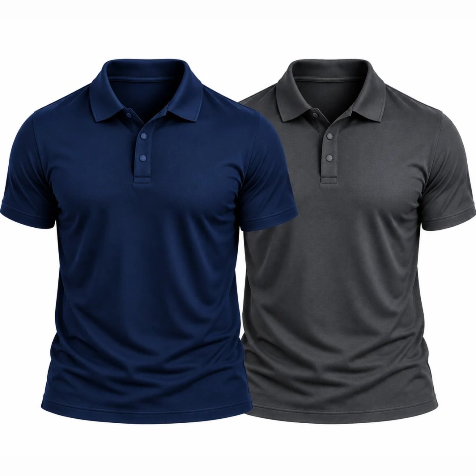 Kit 2 Camisas Polo Masculina Poliamida Premium Básica Lisa Azul Marinho