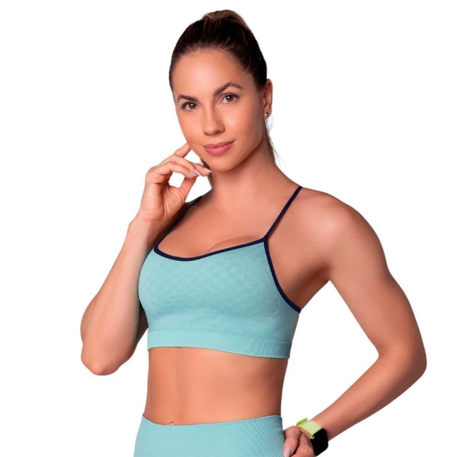 Top Selene Sem Costura Com Bojo Removível Feminino – Verde – selene
