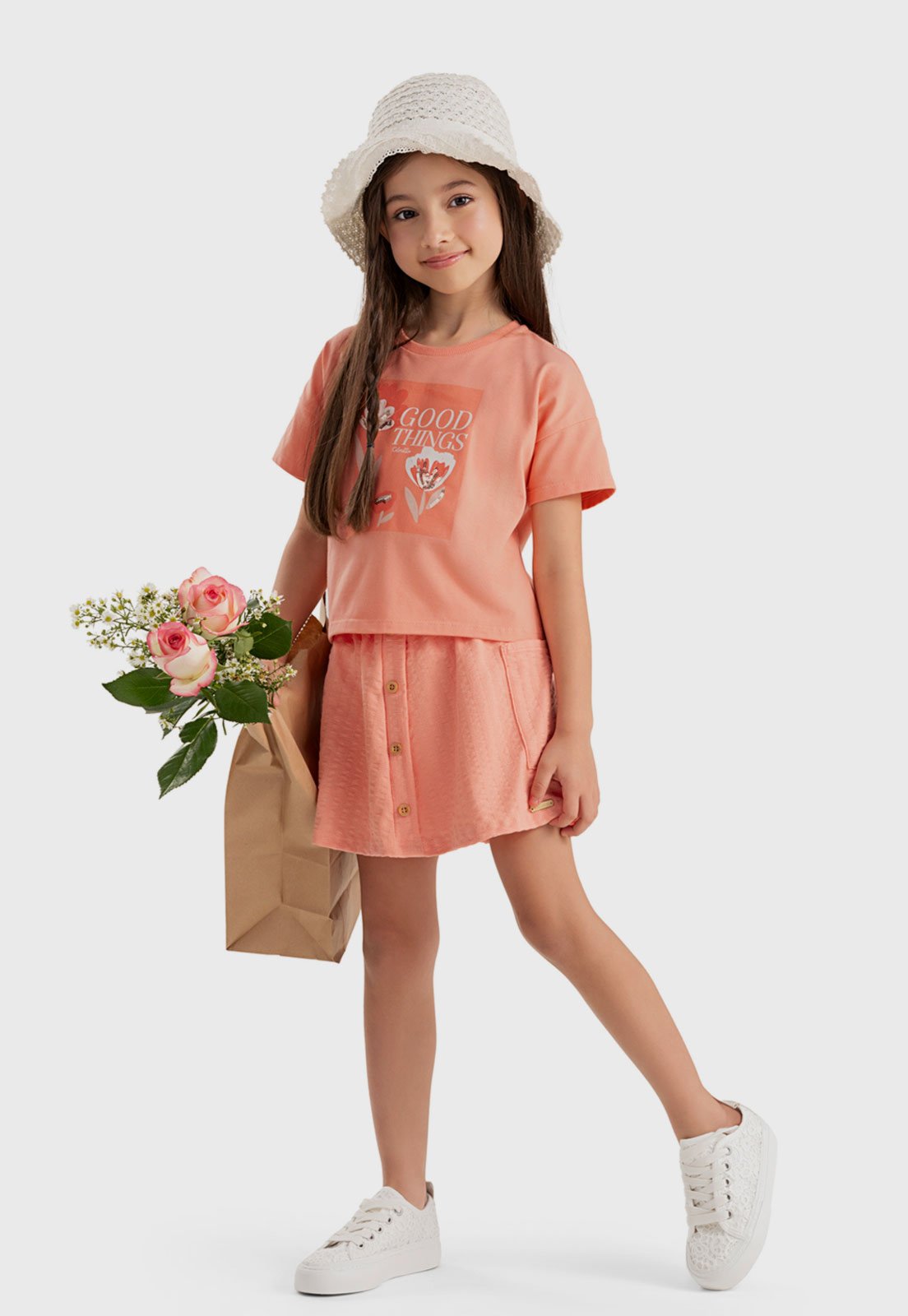 Infantil – Conjunto 2pçs Manga Curta Colorittá Full Print Coral