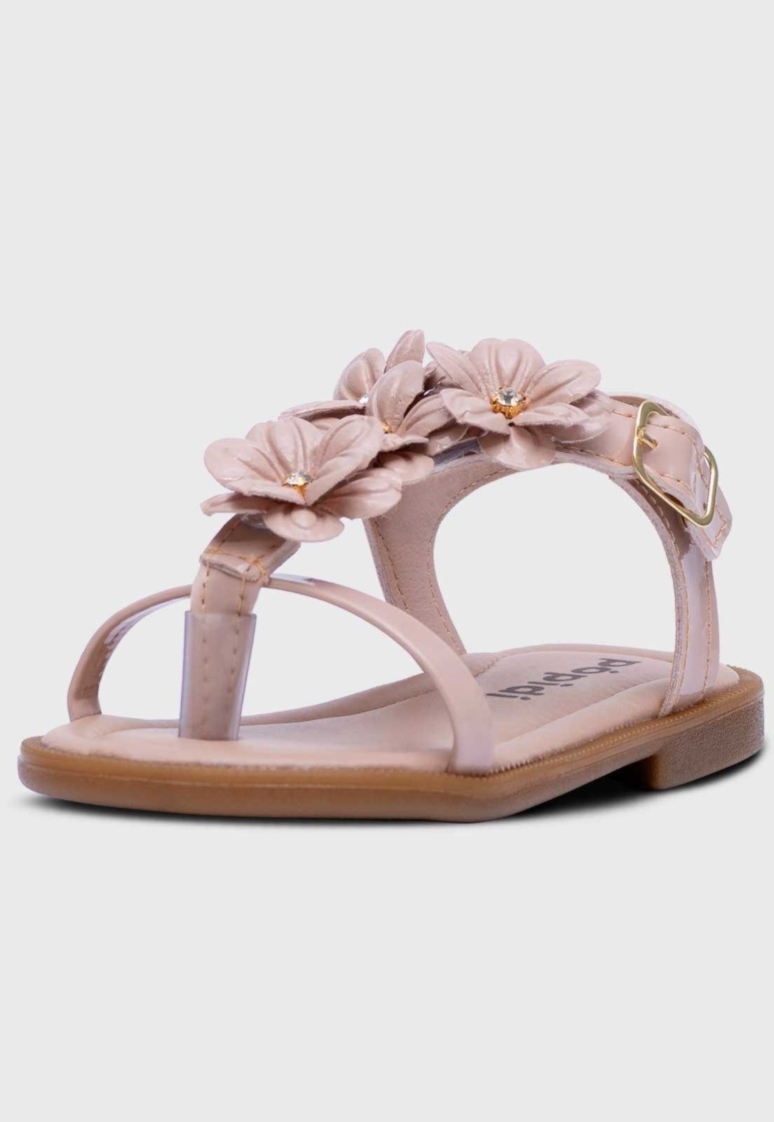 Infantil – Sandalia Popidi Menina Flores Nude
