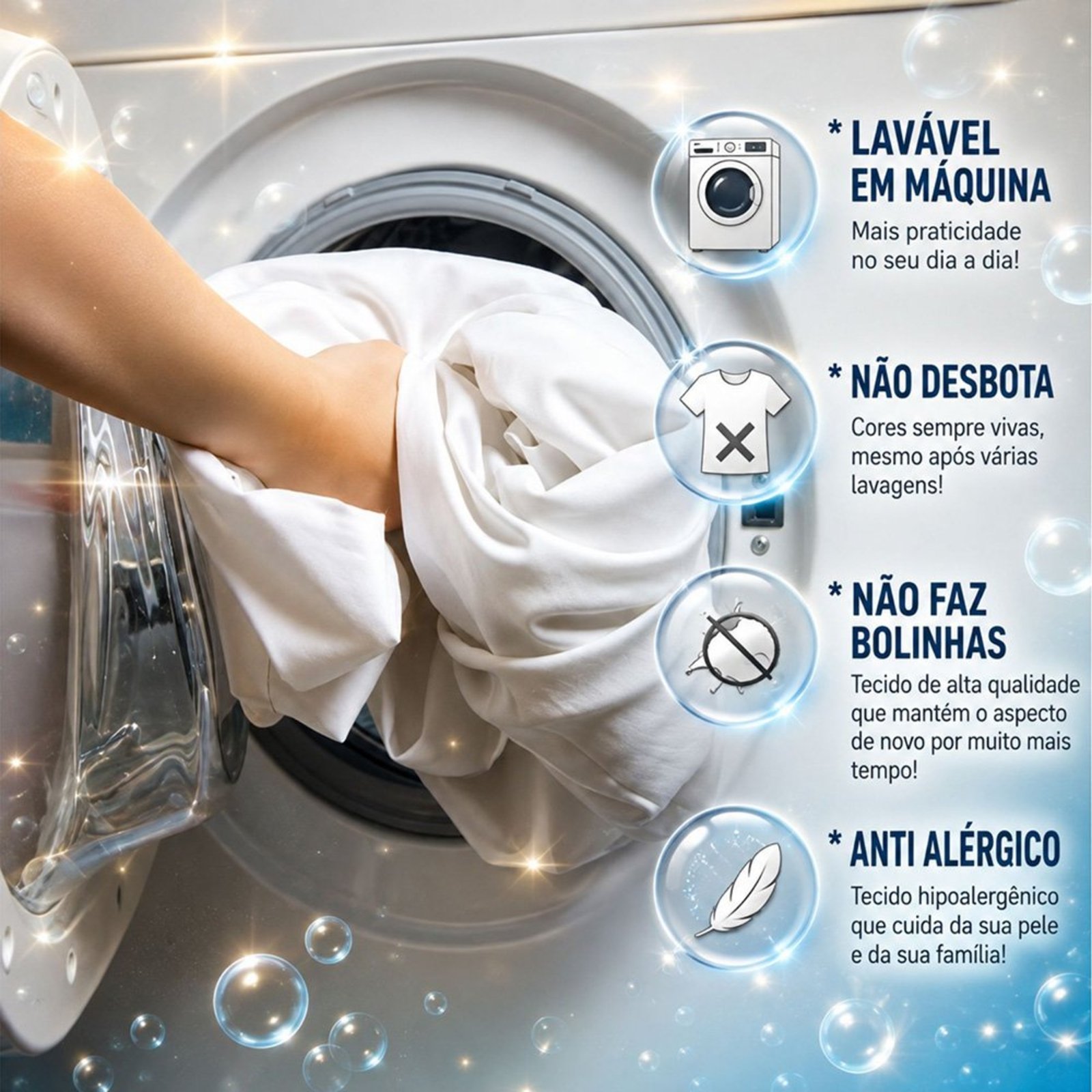 Jogo de Cama Lençol Queen Pluma Percal 180 Fios 3 Peças 100% Algodão - Branco