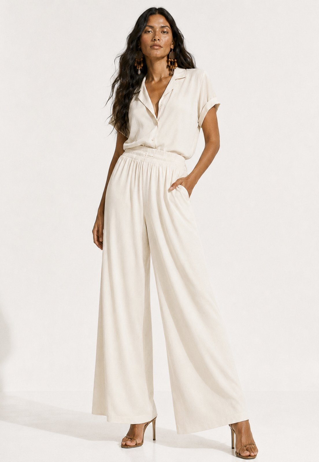 Calça Amazonia Vital Pantalona Inhambuxintã Malha Off White