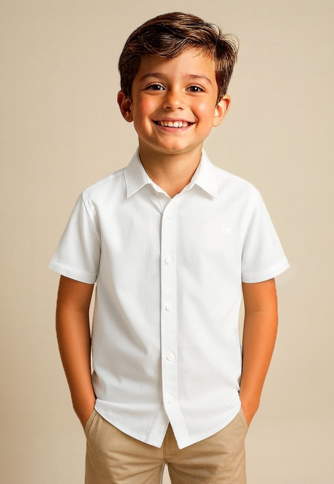 Infantil - Camisa Social Menino Manga Curta Daze Modas Branco