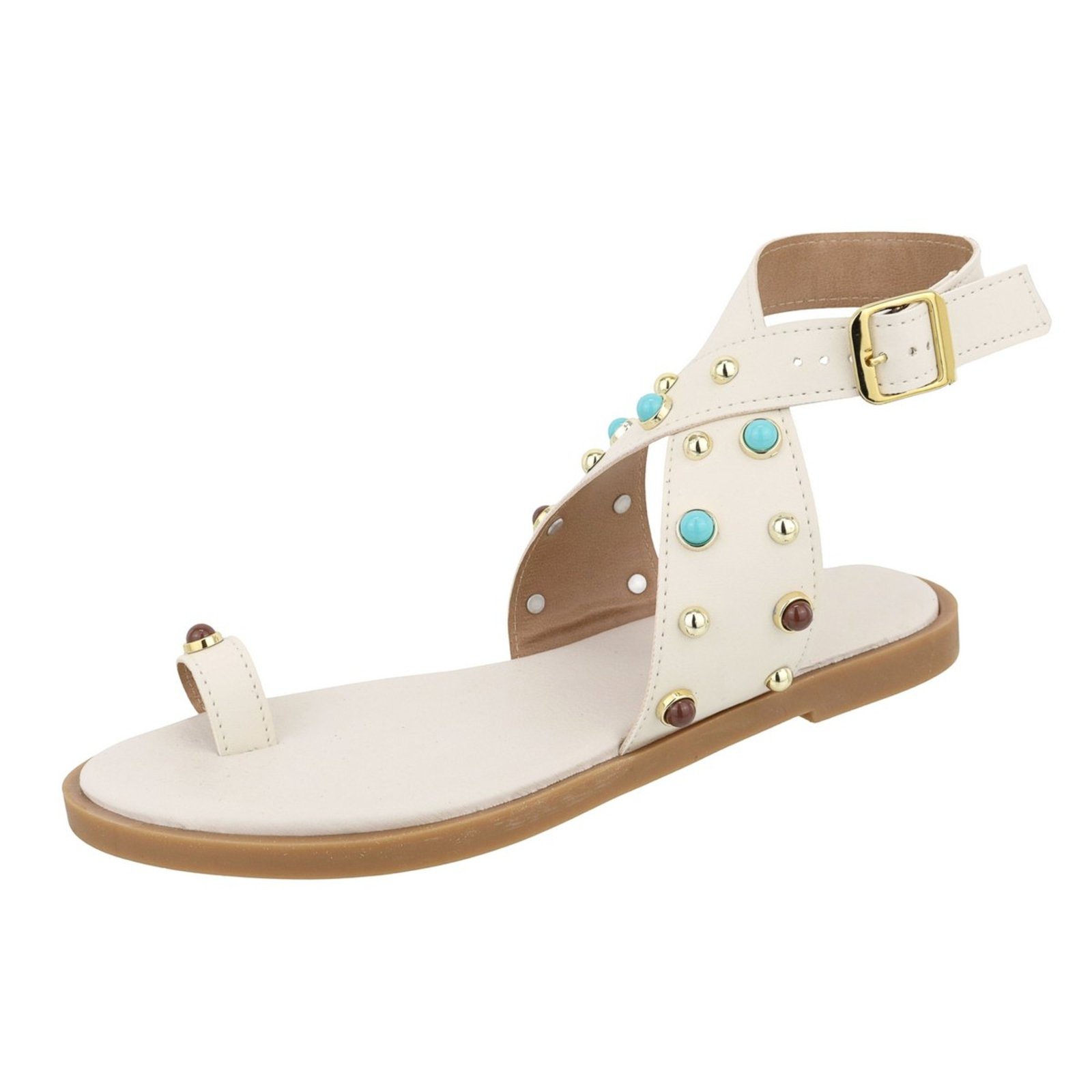 Rasteira Sandália Feminina Bolinhas Estilosa Lançamento Off White Tellini Store