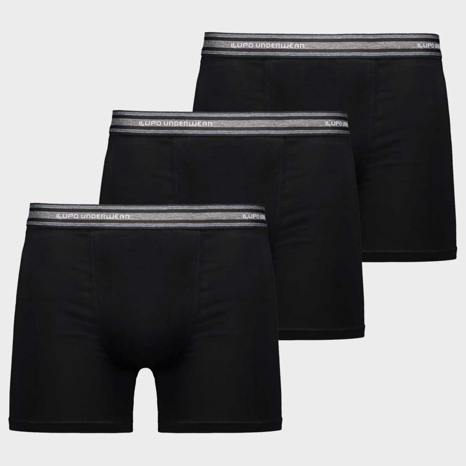 Kit 3 Cuecas Lupo Boxer Algodão com Elastano Basic Preta
