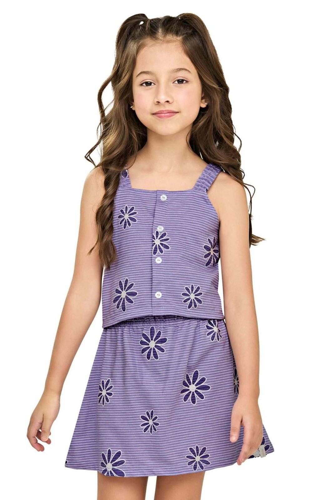 Infantil - Conjunto Curto Menina Flor Elian Lilás