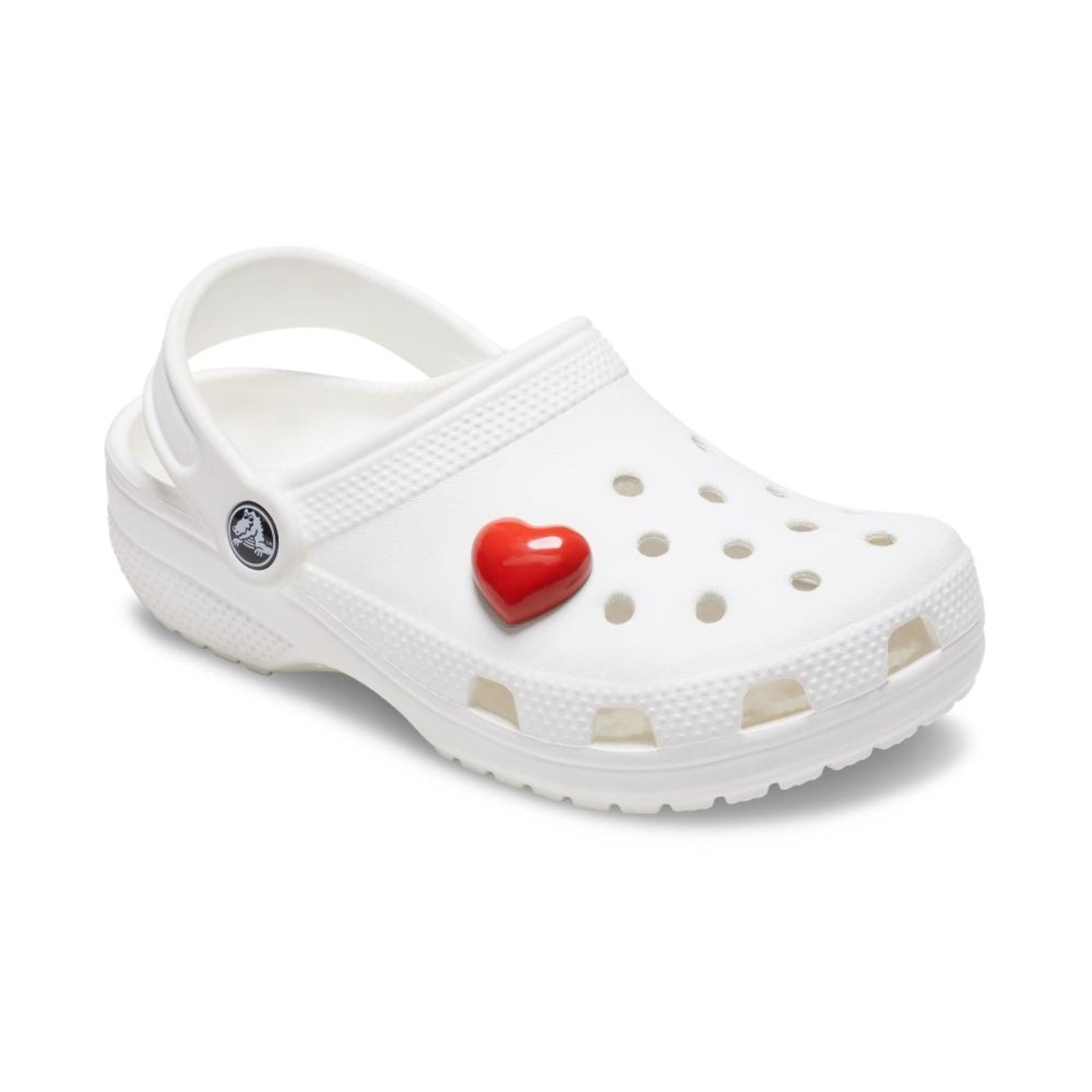 Vista 3 Infantil - Jibbitz™ Coração Metal Vermelho Crocs branco