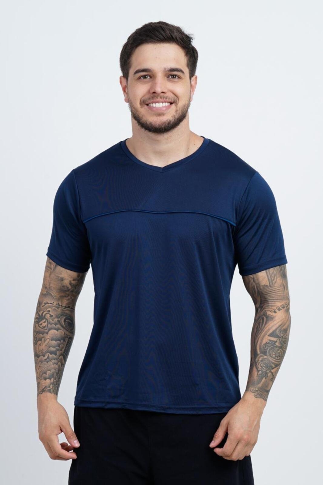 Vista 2 Camiseta SH Fashion Masculino Marinho Confortável Para Treino azul marinho SH FASHION azul marinho