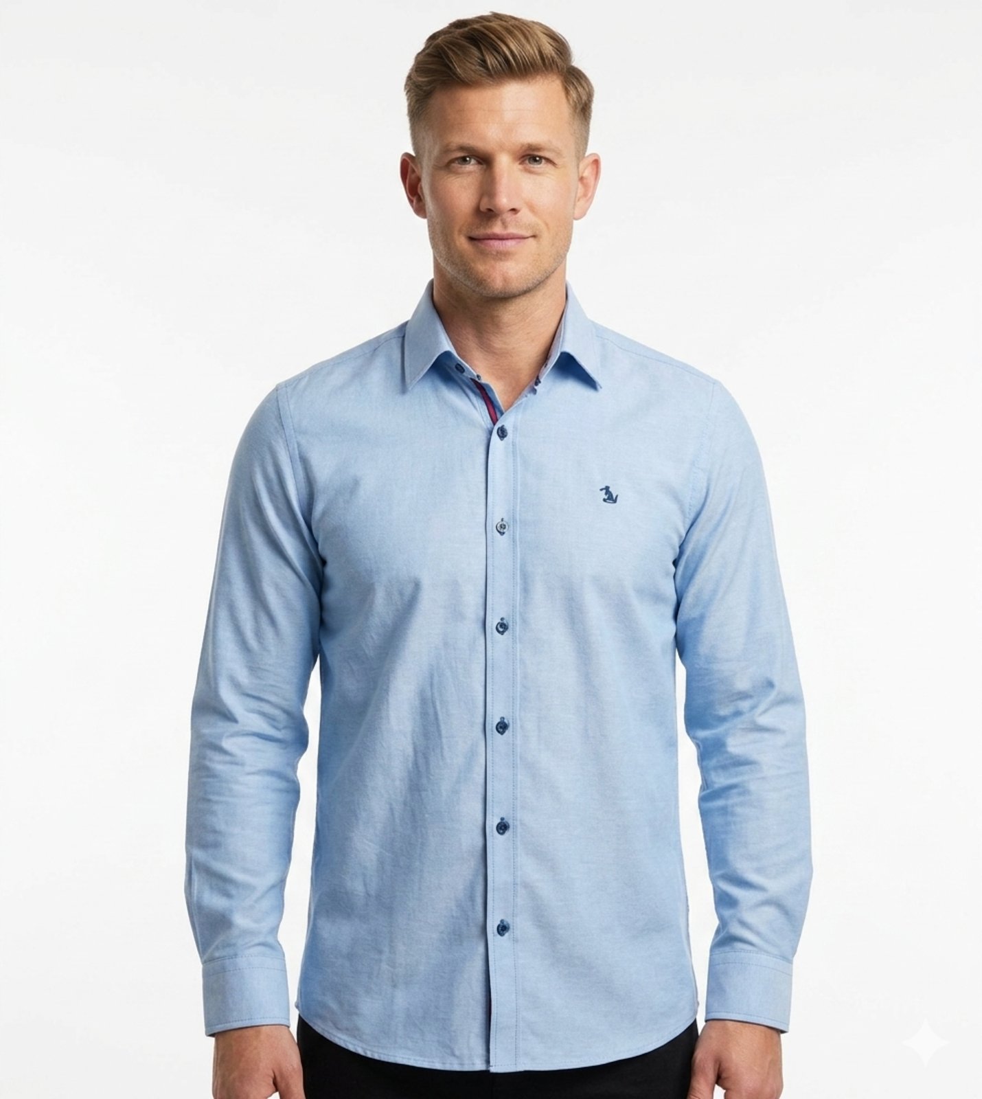 Camisa Social Amil Comfort Lapras Algodão/Poliéster Macia Manga Longa Luxo Azul