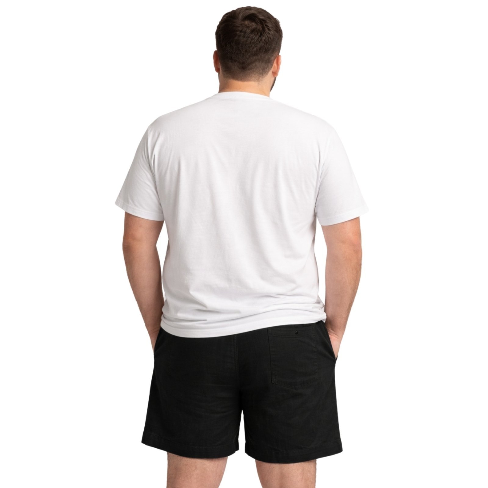 Vista 3 Conjunto Camiseta e Short Linho Plus Size Premium Bermuda Masculina Moda Praia Luxo Relaxado bege Relaxado bege