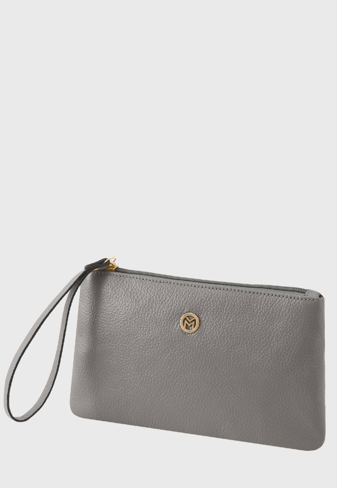 Bolsa Carteira Clutch Couro Mariart Cambará Cinza