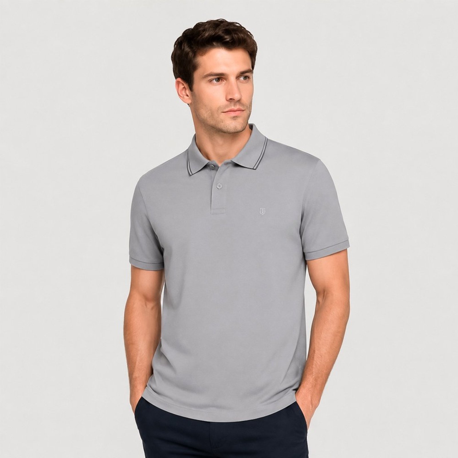 Camisa Polo Individual Comfort Basic Pr27 Cinza Masculino