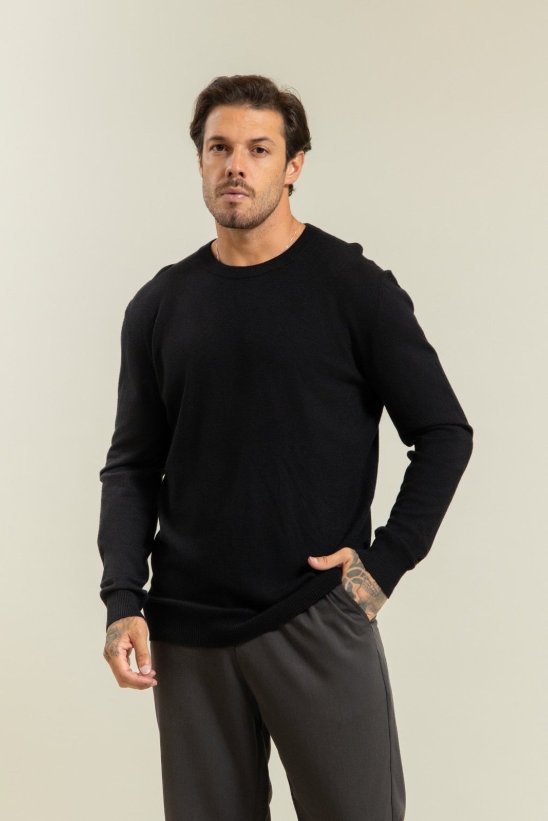 Suéter de Tricot Masculino Mix Cashmere Preto Dialogo