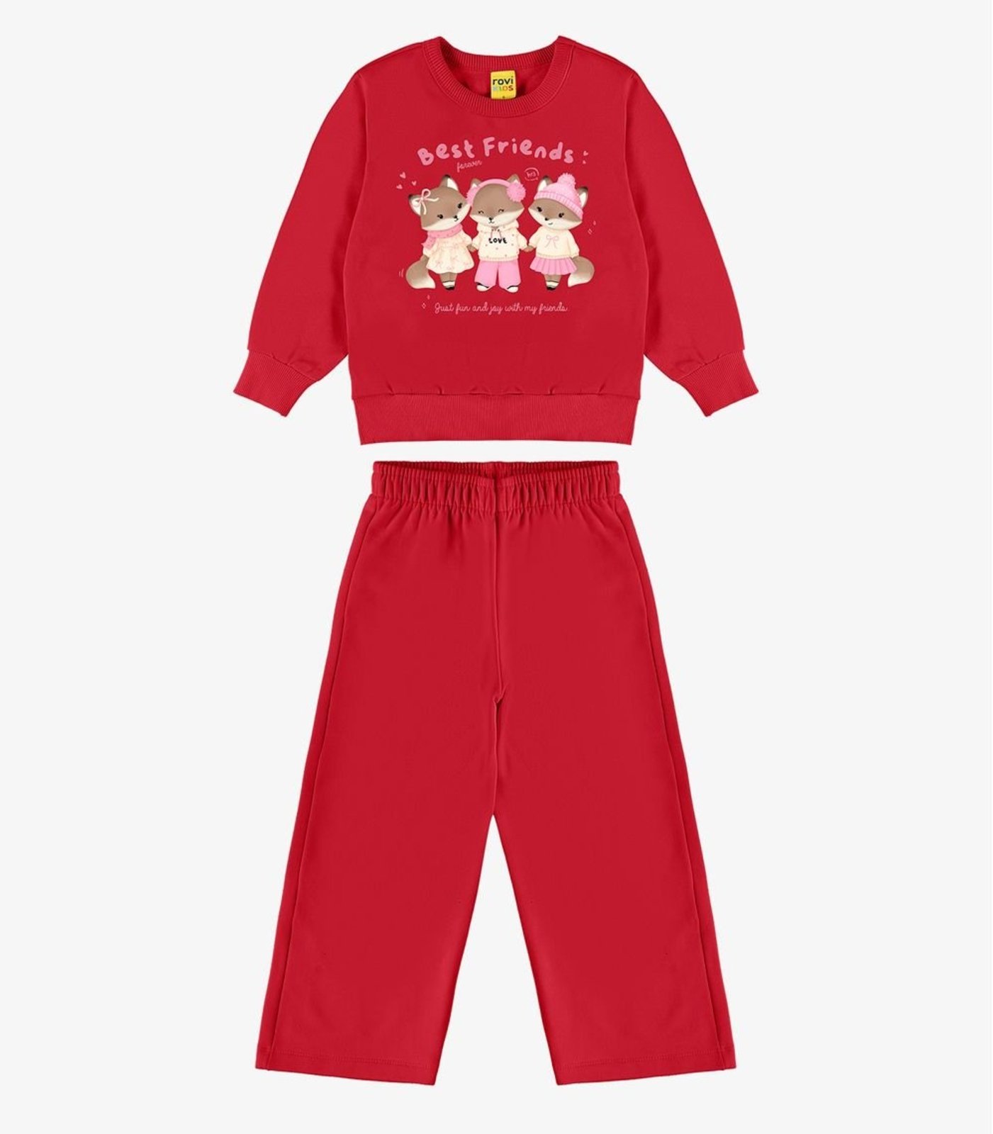 Infantil - Conjunto Blusão Com Calça Feminina Rovi Vermelho
