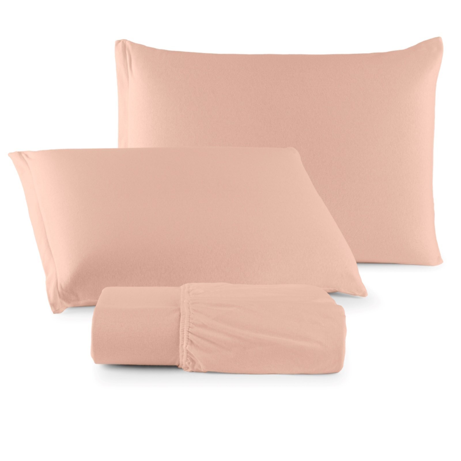 Jogo Cama Lençol Casa Scarpa Sonnet Casal Padrão Malha Lisa Algodão Macio 3 Peças - Salmão