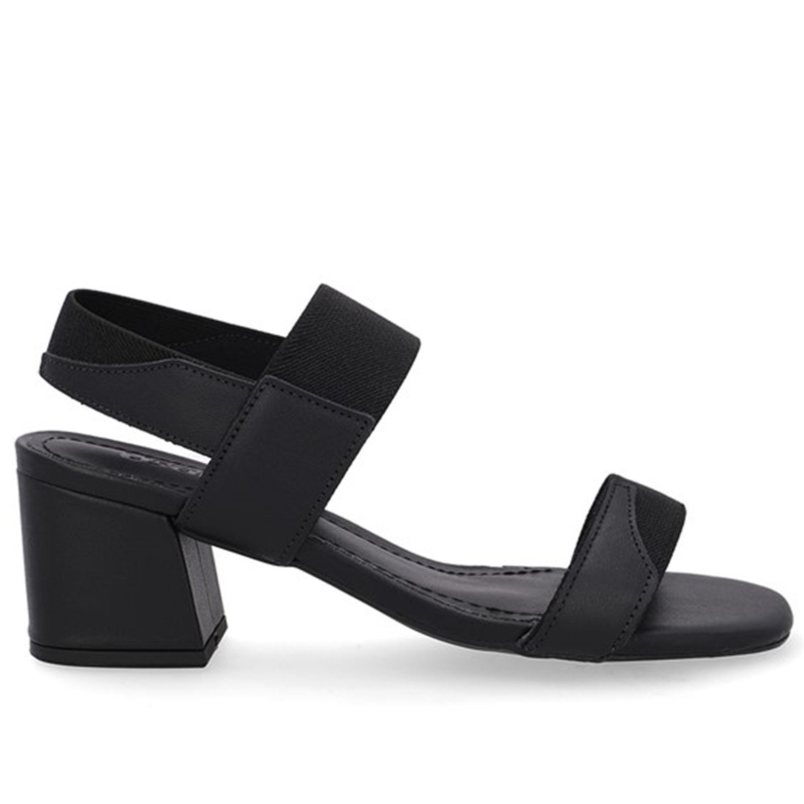 Sandália Couro Bico Quadrado Tira Elástico Usaflex Preto – 001