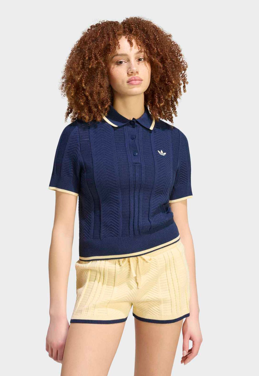 Camisa Feminina adidas Originals Polo Main Azul-Marinho