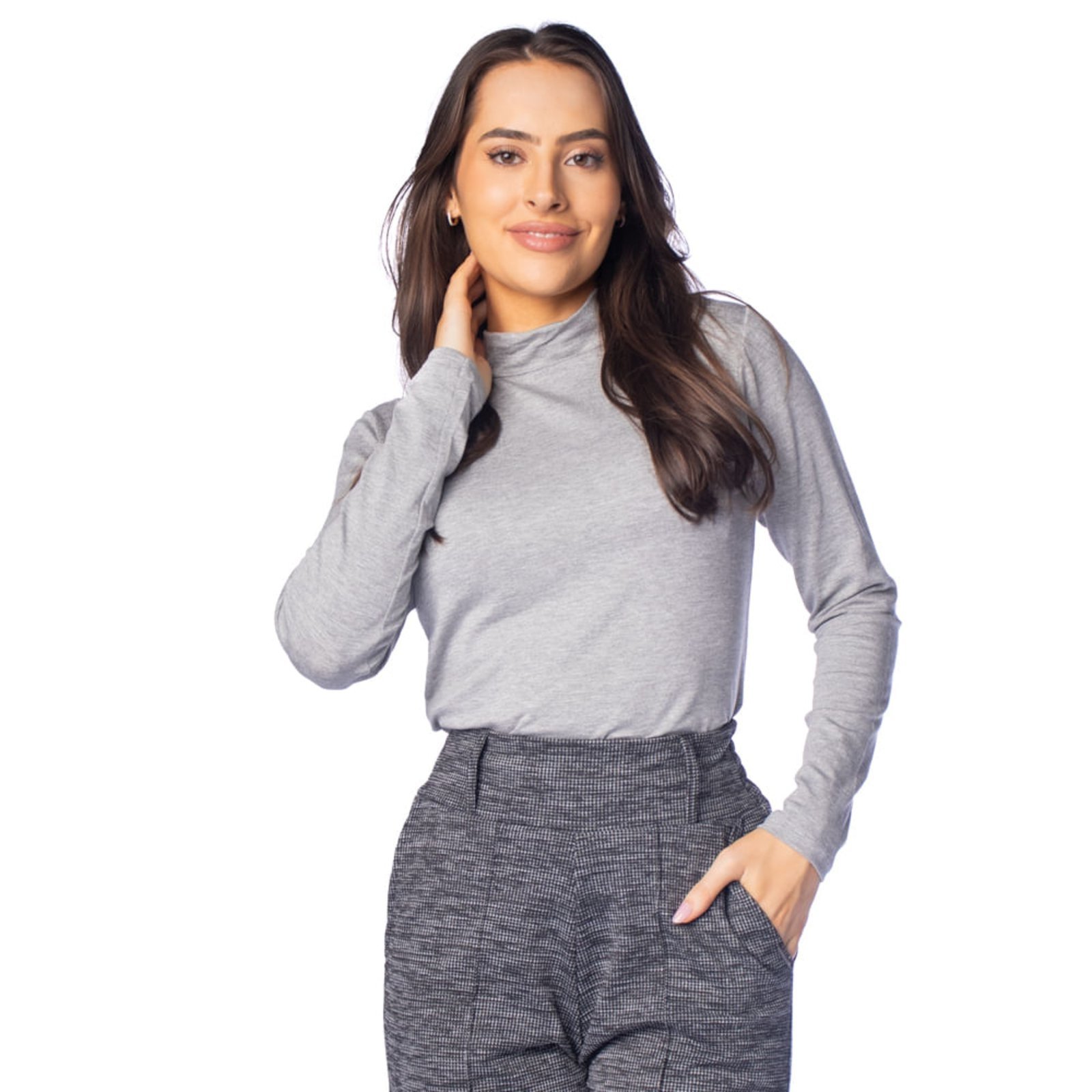 Blusa Feminina Rechsul Básica Lisa Cinza
