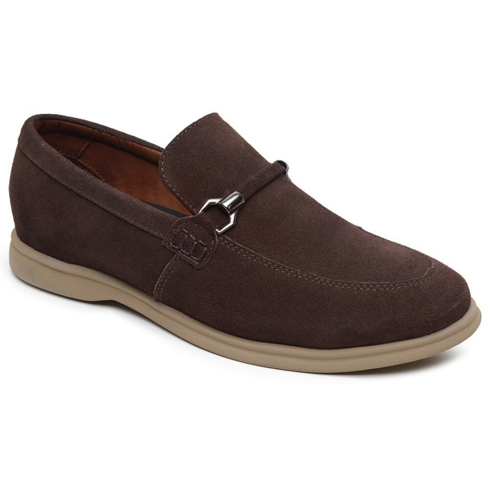 Vista 2 Mocassim Loafer Capri Couro Legítimo Macio Conforto Grife Linho super shoes nude super shoes nude