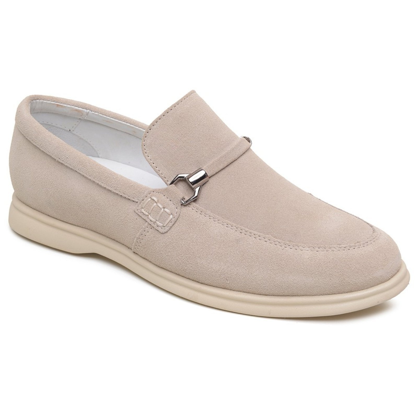 Vista 3 Mocassim Loafer Capri Couro Legítimo Macio Conforto Grife Linho super shoes nude super shoes nude