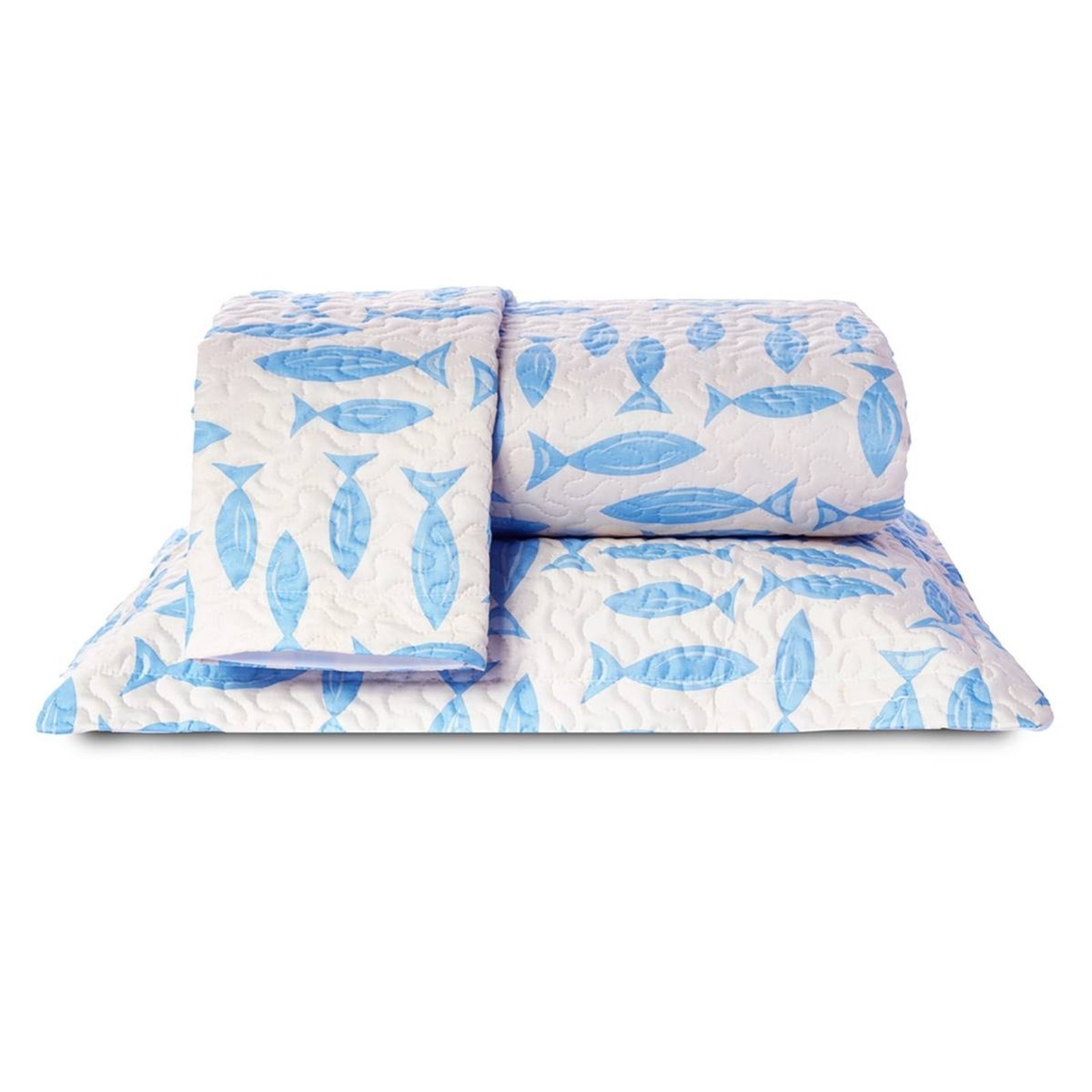Cobre Leito Queen Casa Modelo Enxovais Basic Dupla Face 180 Fios 3 Peças Peixes