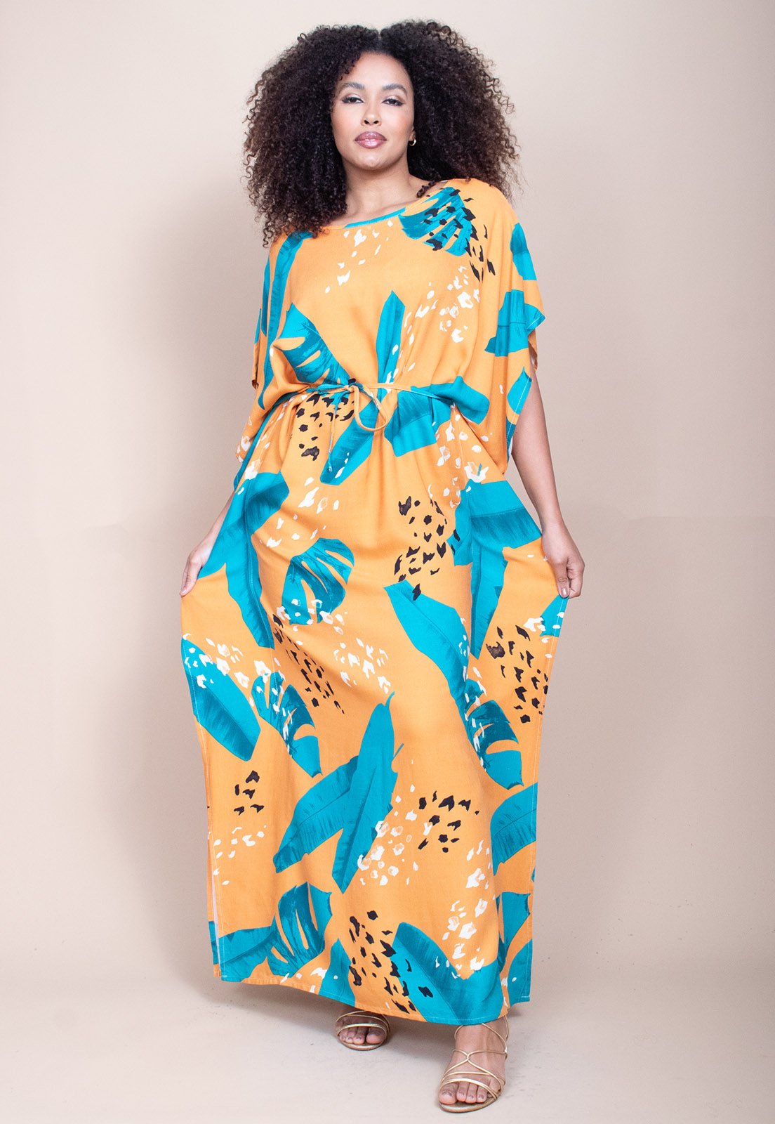 Vestido Longo Cabanafree Viscose Estampa Aurora Botânica