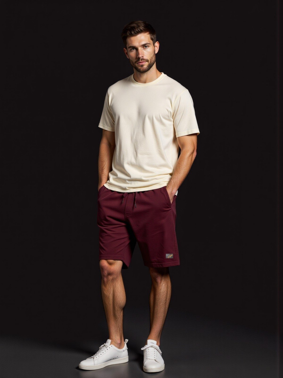Vista 2 Bermuda de Moletom Básica com Amarração Shorts Para Academia e Treinos Debex branco Debex branco